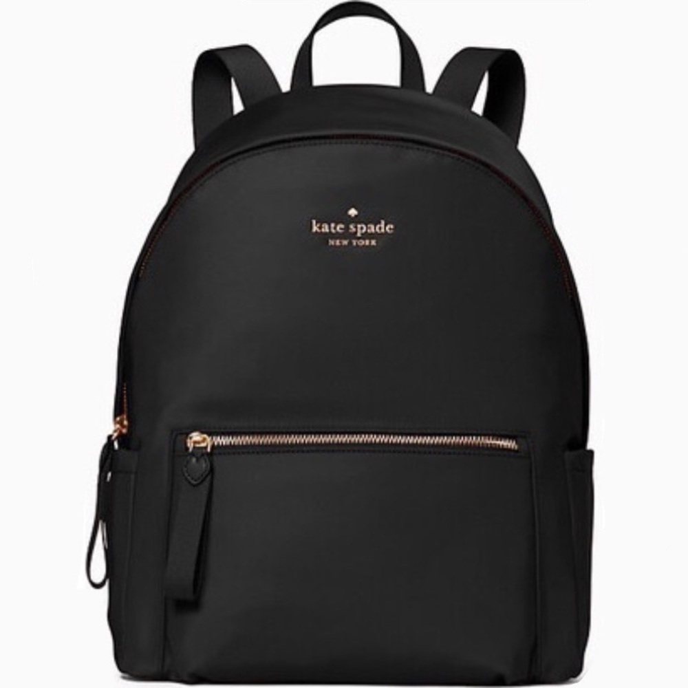 NWT Kate Spade Chelsea Large Black Nylon Backpack with Gold Hardware